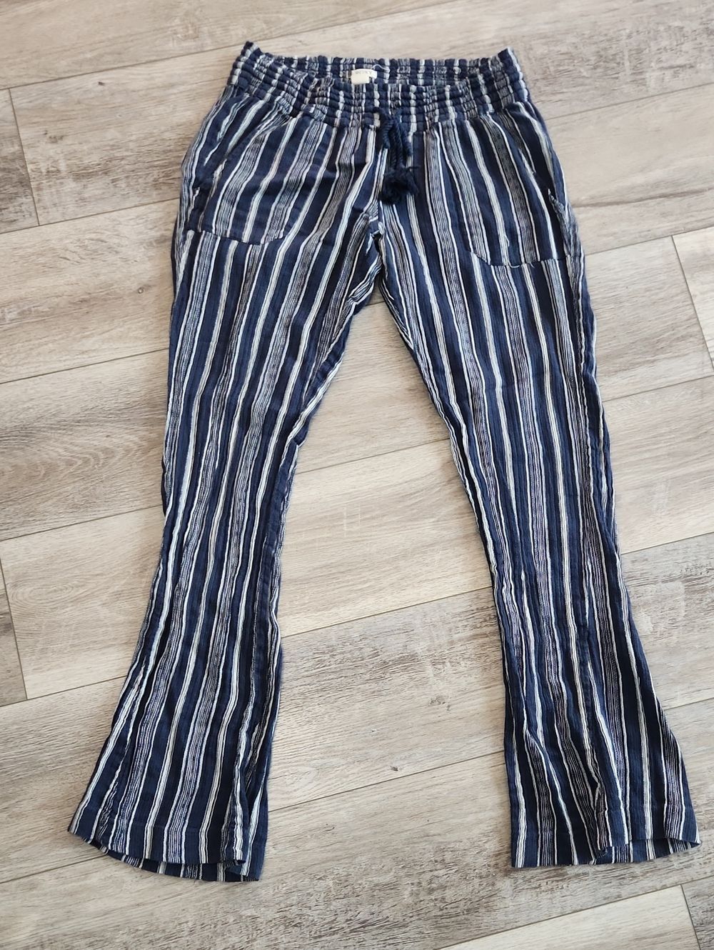 Roxy Navy & White Striped Bootcut Pants